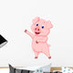 Cute pig cartoon presenting Wall Decal