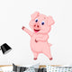 Cute pig cartoon presenting Wall Decal
