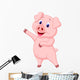 Cute pig cartoon presenting Wall Decal