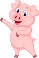 Cute pig cartoon presenting Wall Decal