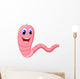 Cute pink worm cartoon Wall Decal