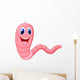 Cute pink worm cartoon Wall Decal