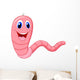 Cute pink worm cartoon Wall Decal