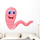 Cute pink worm cartoon Wall Decal