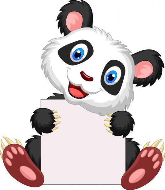 Cute panda cartoon holding blank sign Wall Decal