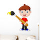 Little boy is painting with paintbrush Wall Decal