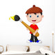 Little boy is painting with paintbrush Wall Decal