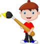 Little boy is painting with paintbrush Wall Decal