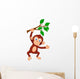Cute monkey cartoon hanging Wall Decal
