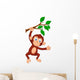 Cute monkey cartoon hanging Wall Decal