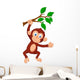 Cute monkey cartoon hanging Wall Decal