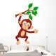 Cute monkey cartoon hanging Wall Decal
