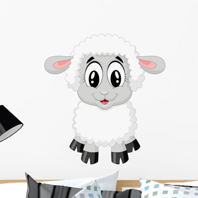 Cute Sheep Cartoon shown on a wall