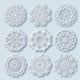 Circle lace ornament, round ornamental geometric doily pattern 
