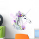 Unicorn with purple flowers Wall Decal