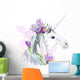 Unicorn with purple flowers Wall Decal