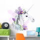Unicorn with purple flowers Wall Decal