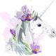 Unicorn with purple flowers Wall Decal