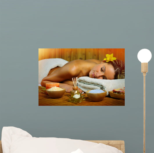 Beautiful woman having massage. Wall Mural
