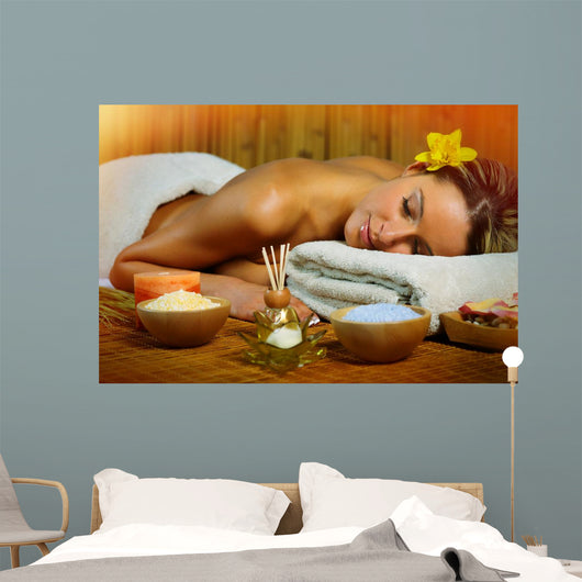 Beautiful woman having massage. Wall Mural