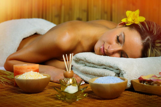 Beautiful woman having massage. Wall Mural
