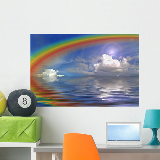 Clouds Sky and Rainbow in the Ocean Wall Mural