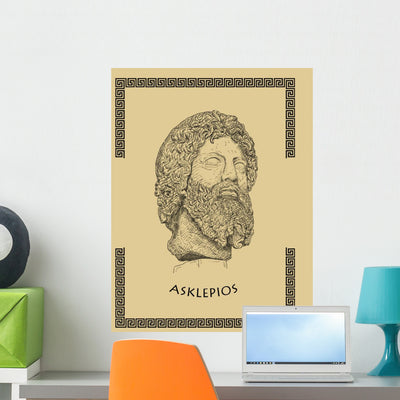 Asclepius shown on a wall