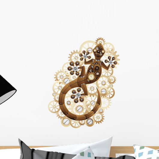 Steampunk Gecko Lizard Vintage Style-geco Meccanico Wall Decal