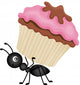 Ant Carrying Cupcake Wall Decal