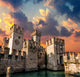 Medieval Castle Scaliger at sunset Wall Mural