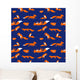 Seamless vector pattern with cute foxes Wall Decal