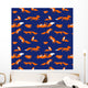 Seamless vector pattern with cute foxes Wall Decal