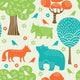 Forest Animals Seamless Pattern Wall Decal Design 2
