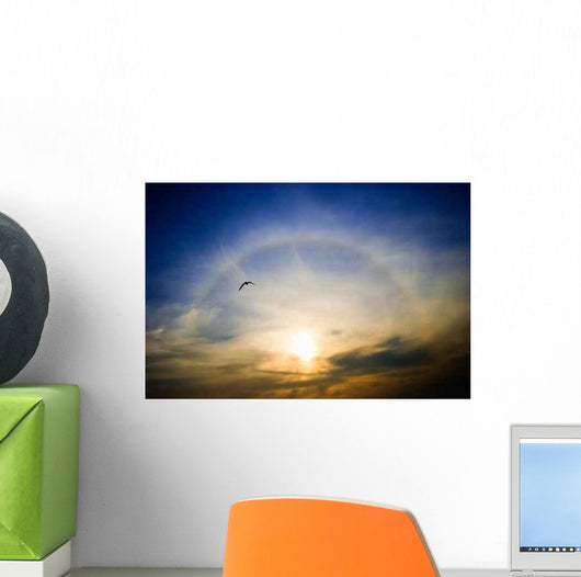 Circular Rainbow around Setting Wall Decal