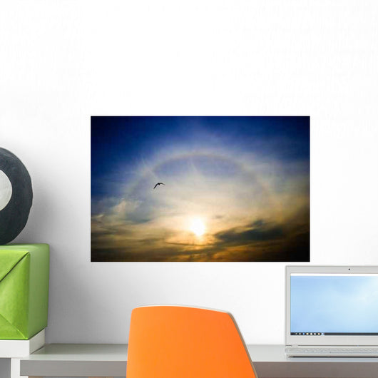 Circular Rainbow around Setting Wall Decal