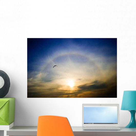 Circular Rainbow around Setting Wall Decal