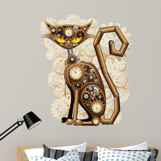 Steampunk Cat Vintage Style-Gatto Meccanico Surreale 