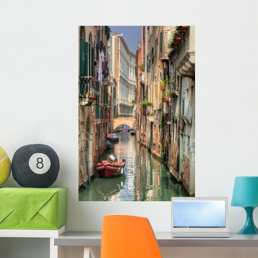 Romantic Narrow Canal and Bridge 
