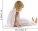 little girl sadly sitting in white dress and angel wings Wall Decal