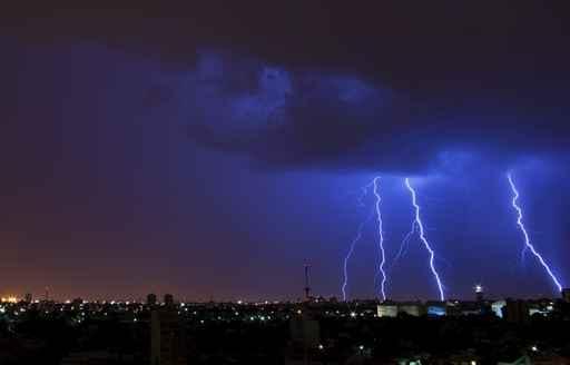 Electrical Storm over City Wall Decal Design 2