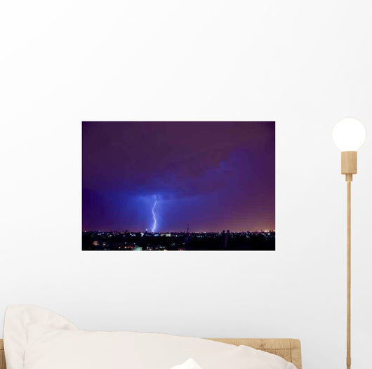 Electrical Storm over City Wall Decal Design 1