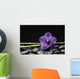 Single Purple Orchid with Bamboo Grove on Stones Wall Mural