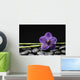 Single Purple Orchid with Bamboo Grove on Stones Wall Mural