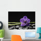 Single Purple Orchid with Bamboo Grove on Stones Wall Mural