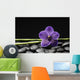 Single Purple Orchid with Bamboo Grove on Stones Wall Mural