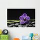 Single Purple Orchid with Bamboo Grove on Stones Wall Mural