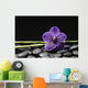 Single Purple Orchid with Bamboo Grove on Stones Wall Mural