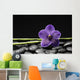 Single Purple Orchid with Bamboo Grove on Stones Wall Mural