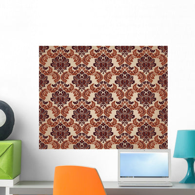 Damask Oriental Wallpaper Wall Decal shown on a wall
