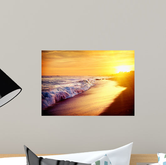 Beautiful Sea Sunset Beach. Mediterranean Sea. Spai Wall Mural